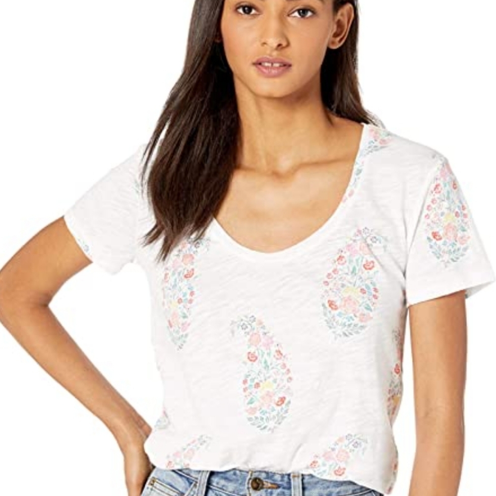 Lucky Brand Womens All Over Paisley Floral Tee Size Small NEW - Picture 3 of 10